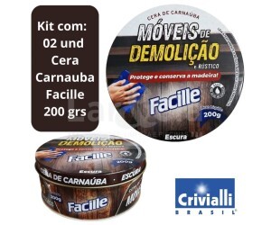 KIT 02 CRIVIALLI CERA PARA MOVEIS DE DEMOLICAO ESCURA 200 GR