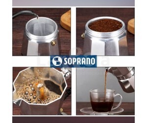 SOPRANO CAFETEIRA ITALIANA 9 XICARAS ALUMINIO
